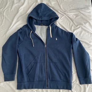 Blue Heather XL Polo Hooded Full Zip Sweatshirt